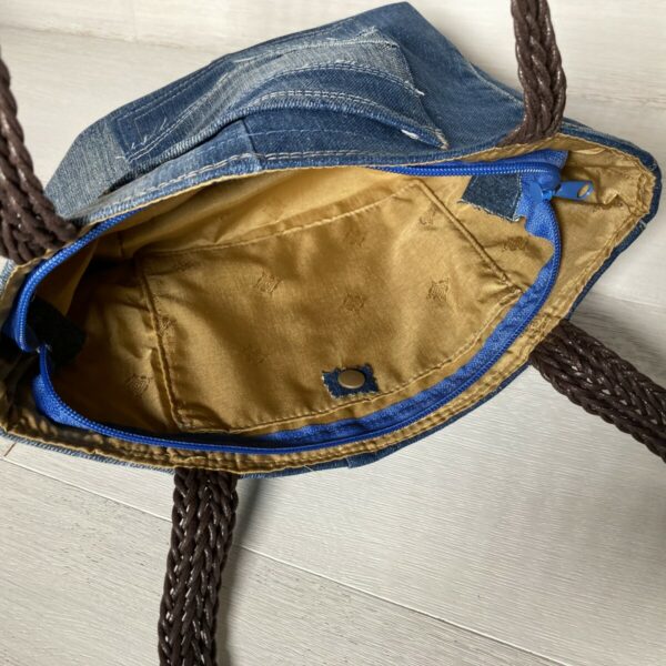 Upcycling Schultertasche Jeans – Bild 4