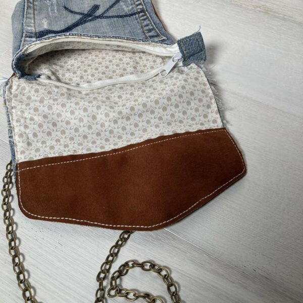 Upcycling Umhängetasche Jeans/ Leder – Bild 4