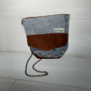Upcycling Umhängetasche Jeans/ Leder