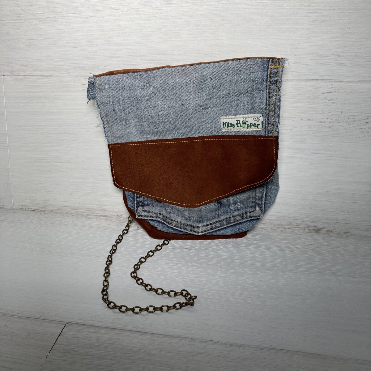 Upcycling Umhängetasche Jeans/ Leder
