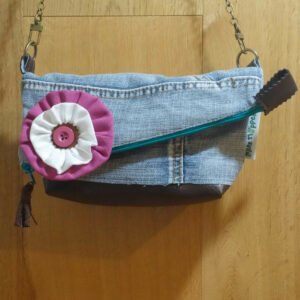 Upcycling Clutch Jeans- Leder