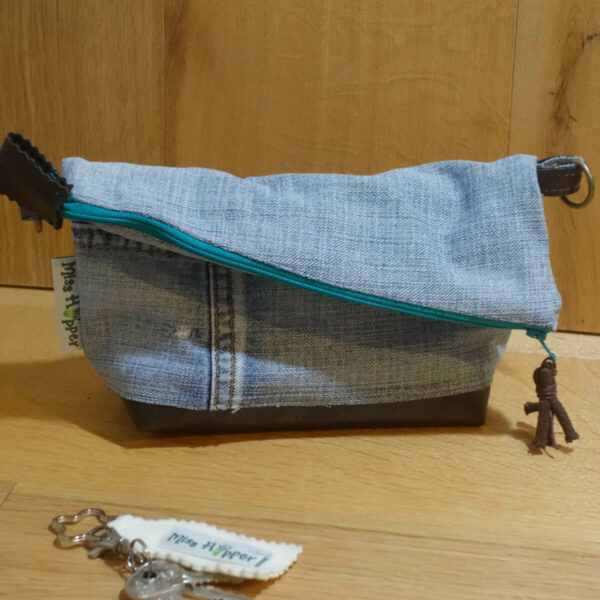 Upcycling Clutch Jeans- Leder – Bild 4