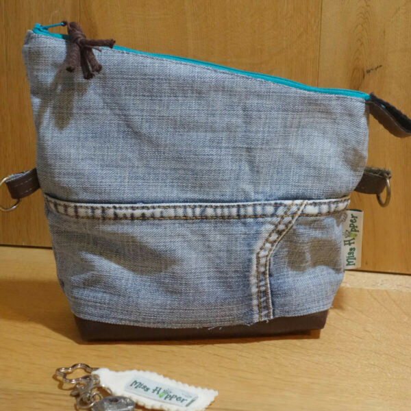 Upcycling Clutch Jeans- Leder – Bild 3