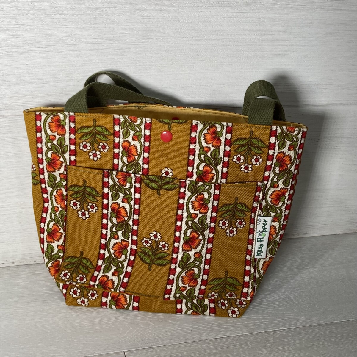 Vintage Schultertasche Ocker/bunt