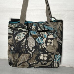 Upcycling Shopper Türkis/ braun