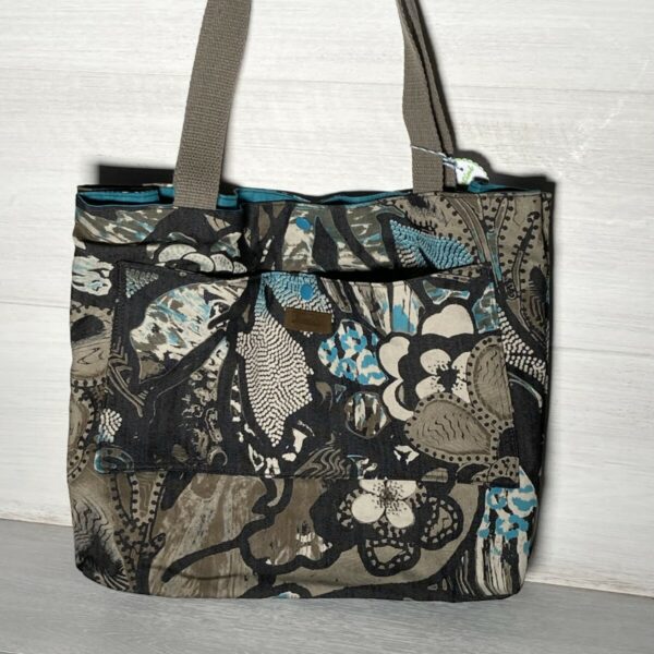 Upcycling Shopper Türkis/ braun