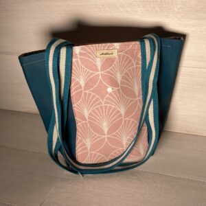 Schultertasche petrol-rosa