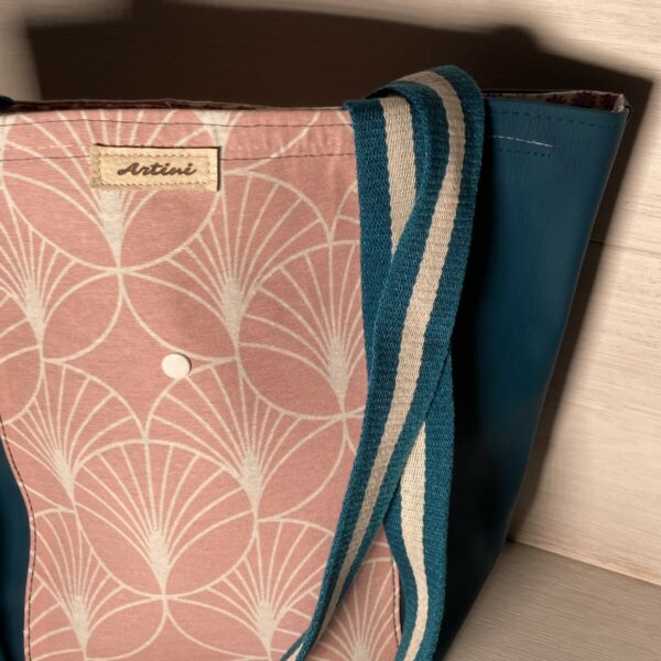 Schultertasche petrol-rosa – Bild 4