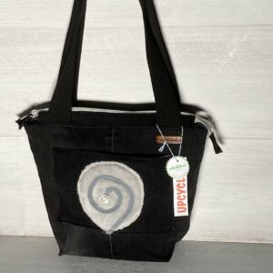 Upcycling Schultertasche Kreisel/ schwarz