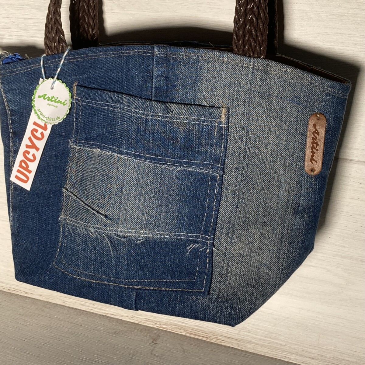 Upcycling Schultertasche Jeans
