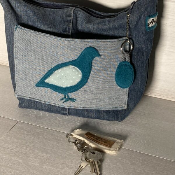 Upcycling Tasche Tiermotiv (Wachtel)