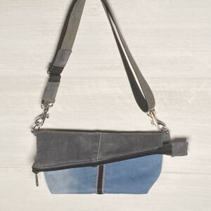 Upcycling Clutch Jeans schwarz/blau