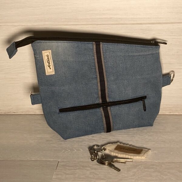 Upcycling Clutch Jeans blau/ schwarz – Bild 5