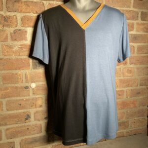 T-Shirt aus Tencel graublau/ schwarz/  curry