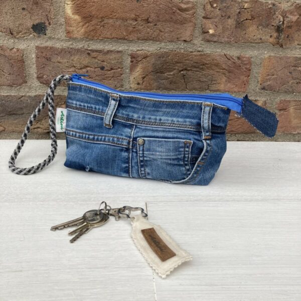 Upcycling Utensilientasche mit Band (grau)