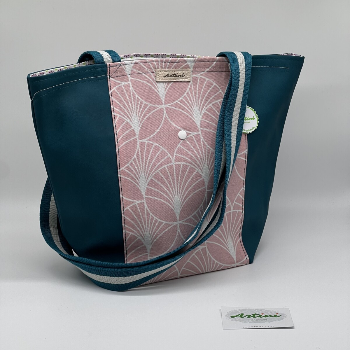 Schultertasche petrol-rosa