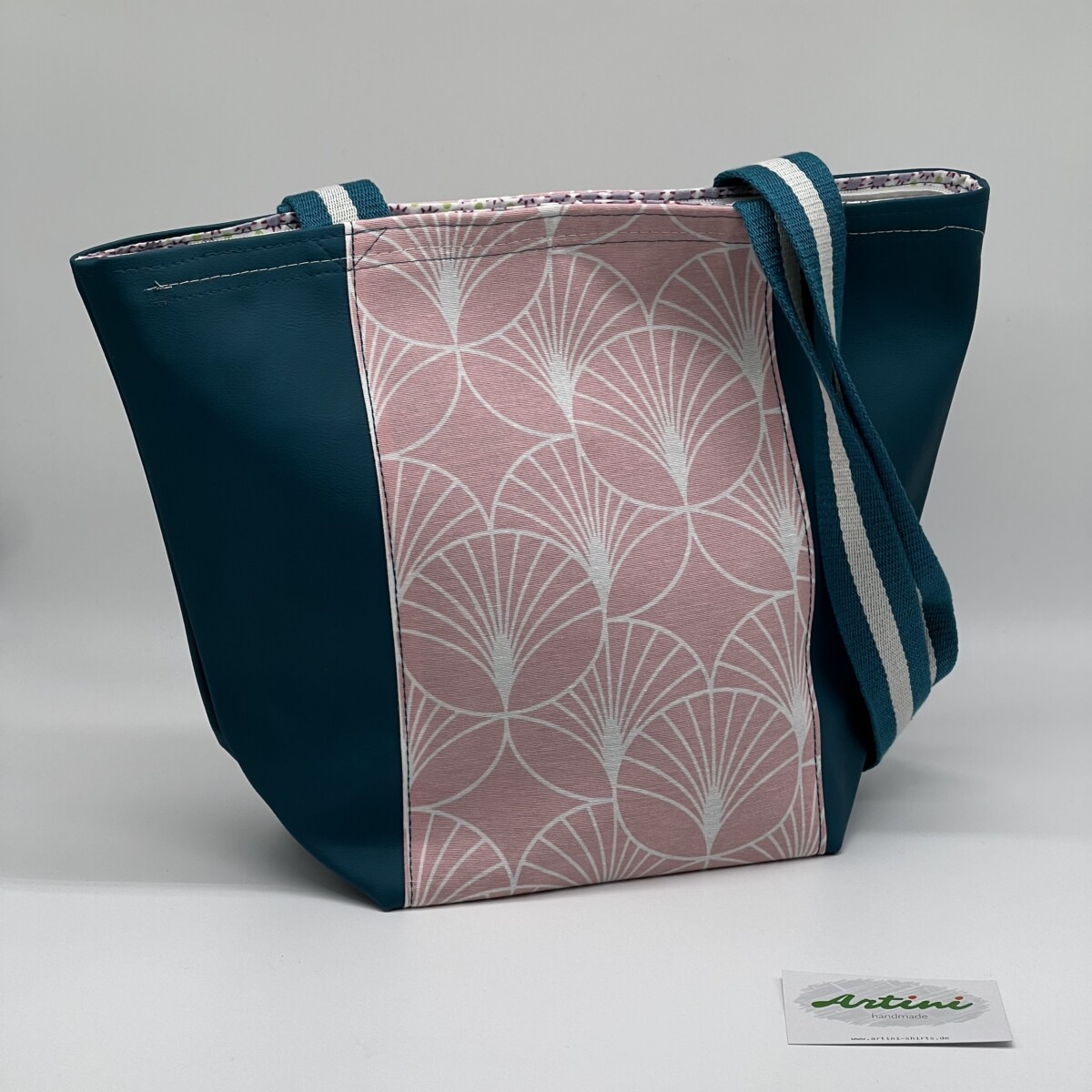 Schultertasche petrol-rosa