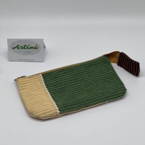 Upcycling Utensilientasche grün/gelb