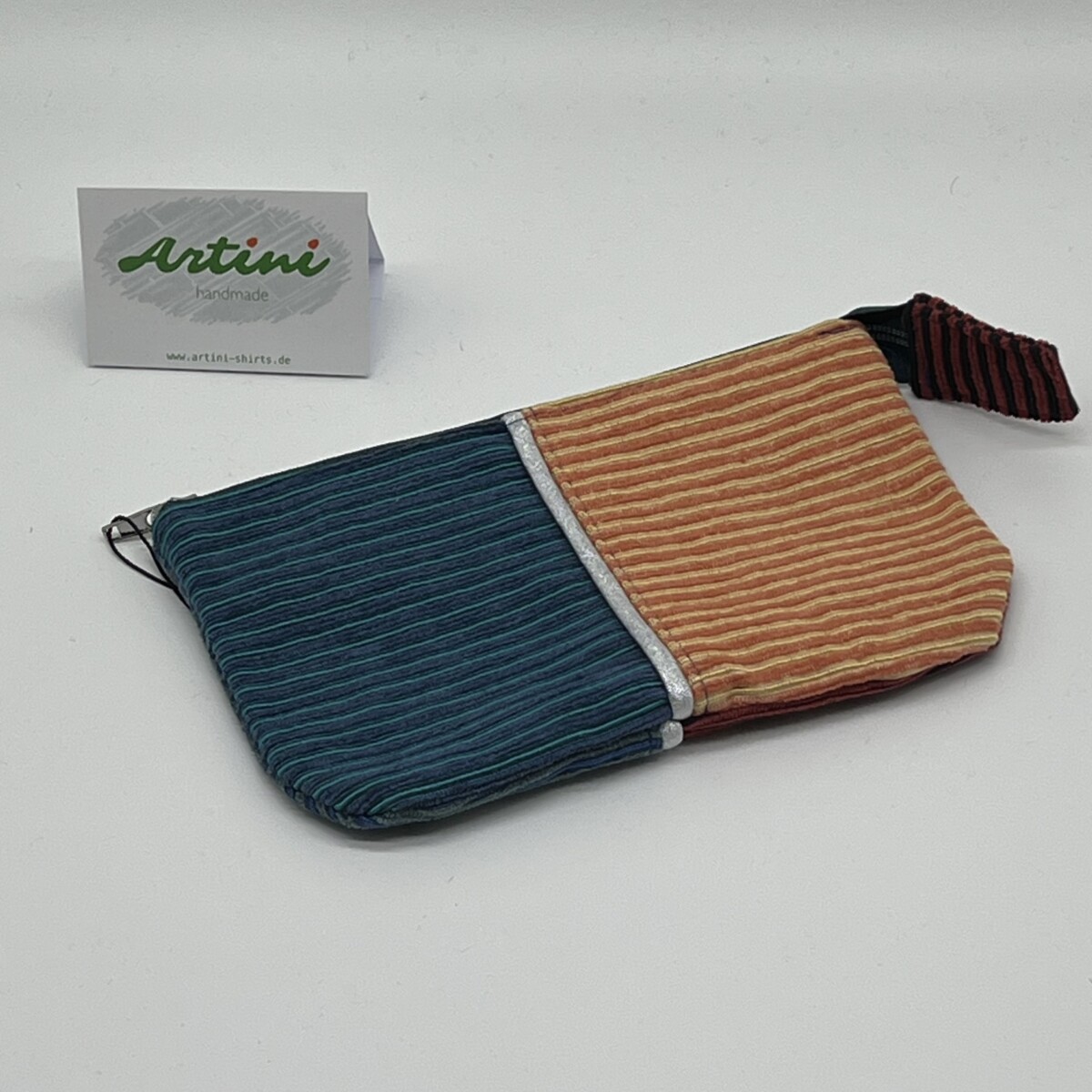 Upcycling Utensilientasche orange/blau