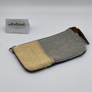 Upcycling Utensilientasche hellblau/ gelb/ blau/ braun