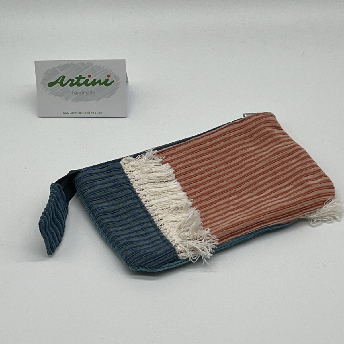 Upcycling Utensilientasche orange/ blau/ petrol