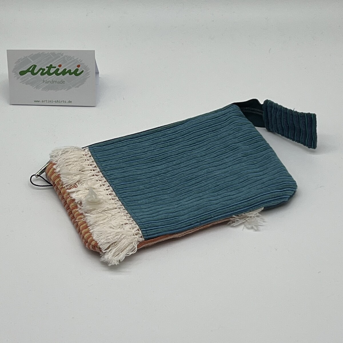 Upcycling Utensilientasche orange/ blau/ petrol