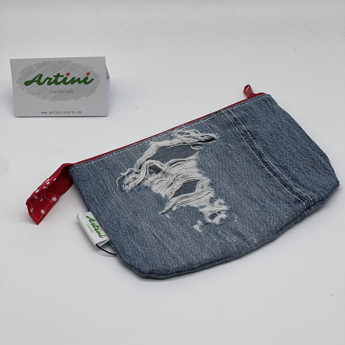 Upcycling Utensilientasche Dom rot/weiß