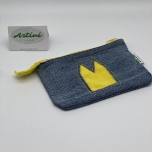 Upcycling Utensilientasche Dom jeans/gelb