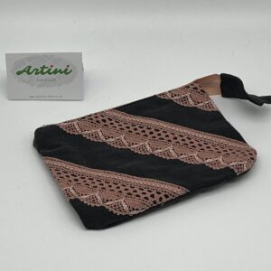 Upcycling Utensilientasche schwarz mit Spitze
